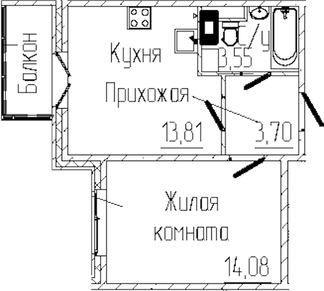 1-комнатная квартира 36.1 м², 5/6 эт., ЖК «SERTOLOVO PARK»